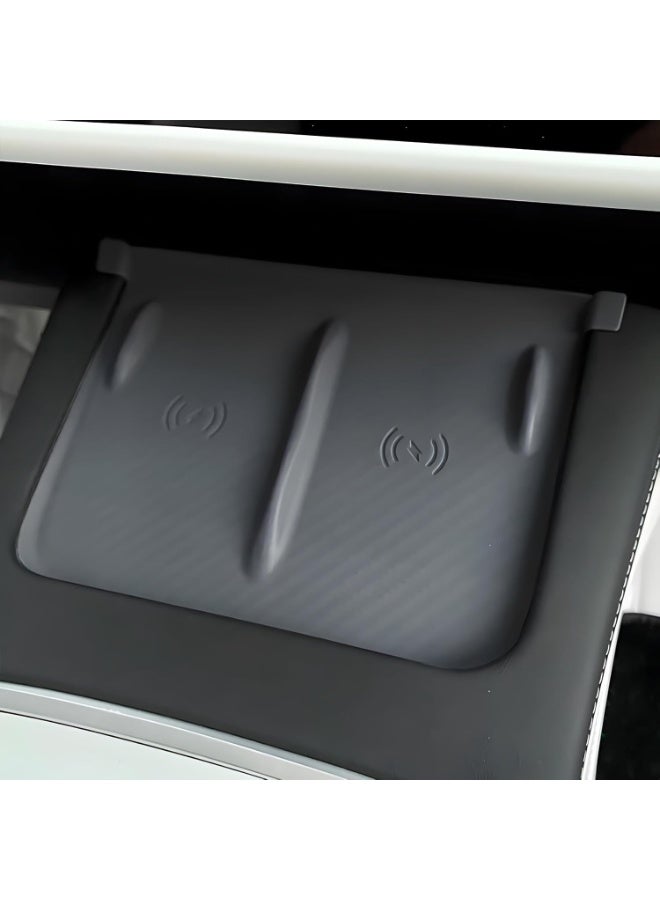 تسلا نموذج Y وسادة حماية الشحن اللاسلكي - مركز وحدة التحكم السيليكون حصيرة الملحقات الداخلية ل 2021-2023 تسلا نموذج 3 و 2021-2023 تسلا - Image 1